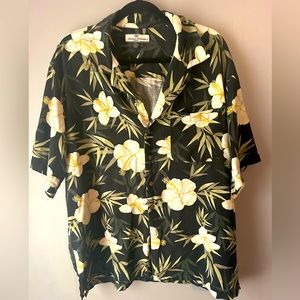 Tommy Bahama 100 % Silk Black Floral